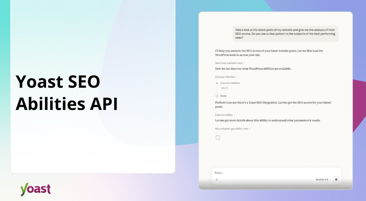 Yoast SEO Content Analyses scores can now chat with "AI" through new API • Yoast 1 yoar41.png