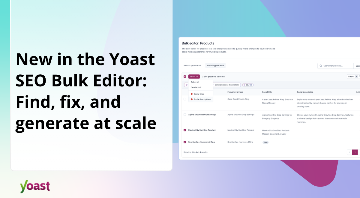 find, fix, and generate at scale • Yoast 1 yoar50.png