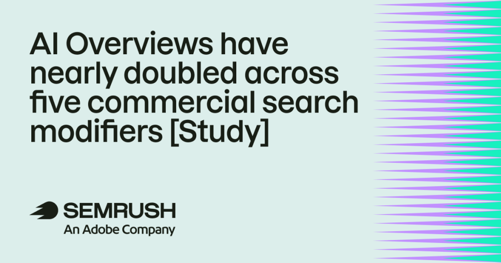 AI Overviews have nearly doubled across five commercial search modifiers [Study]
